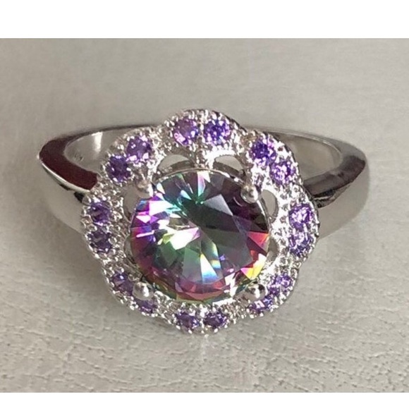 Jewelry - New Rainbow Mystic Topaz & Amethyst 925Ring Size 7
